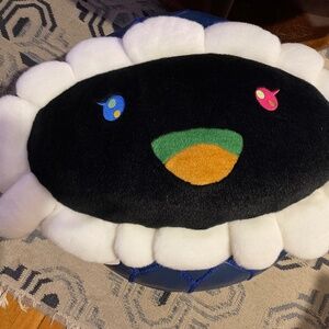 Takashi Murakami Downy-Flower Plush Pillow Black White Two-Sided With Tag